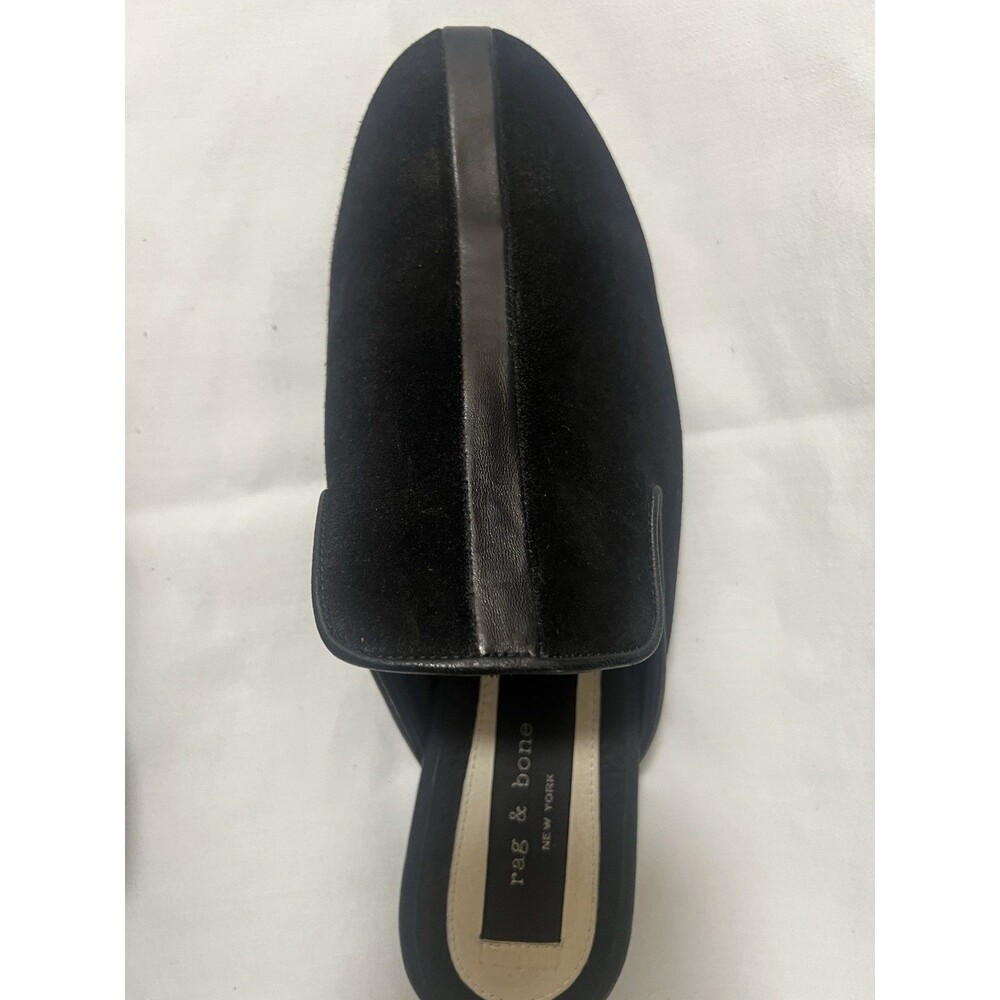 Rag & Bone Savoy Black Suede Leather Loafer Mules Slides Size 38 US 7.5 Italy - Picture 3 of 8